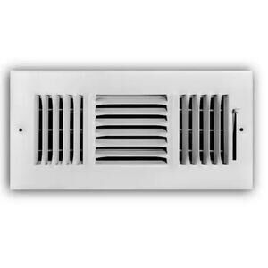 10" x 4" 3-Way Wall/Ceiling Register, White  (OD 11.75"L x 5.75"H)